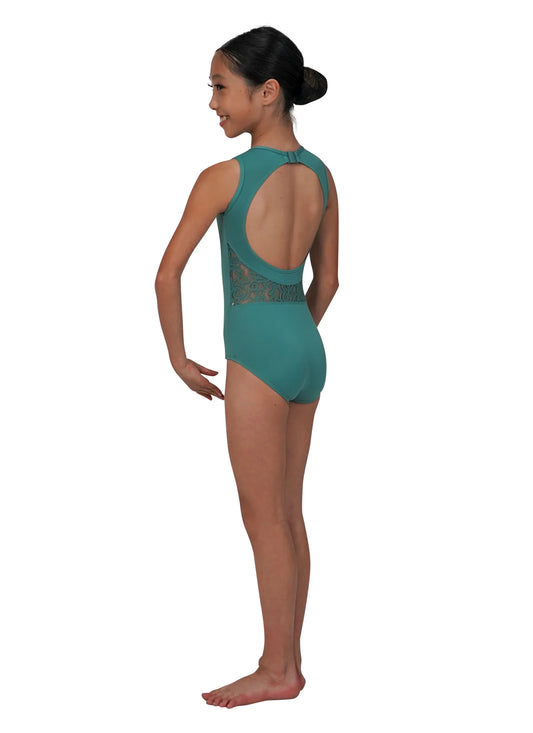 Girls Amara Sweetheart Neck Lace Tank Leotard