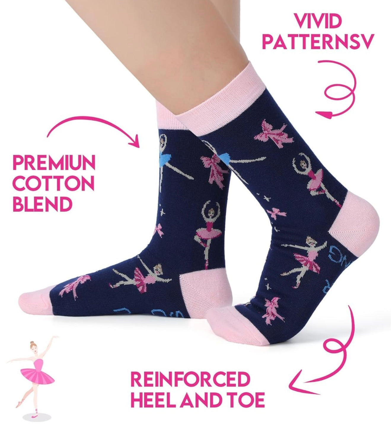 Ladies Dance Socks (One Pair)