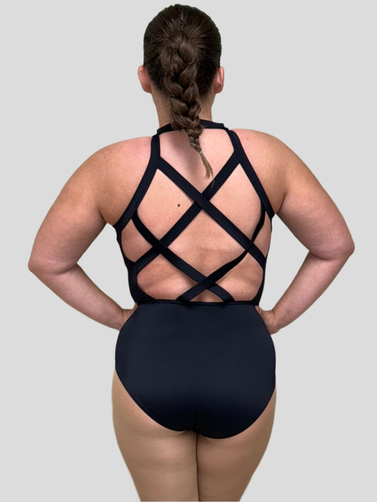 Ladies High Neck Strappy Back Leotard