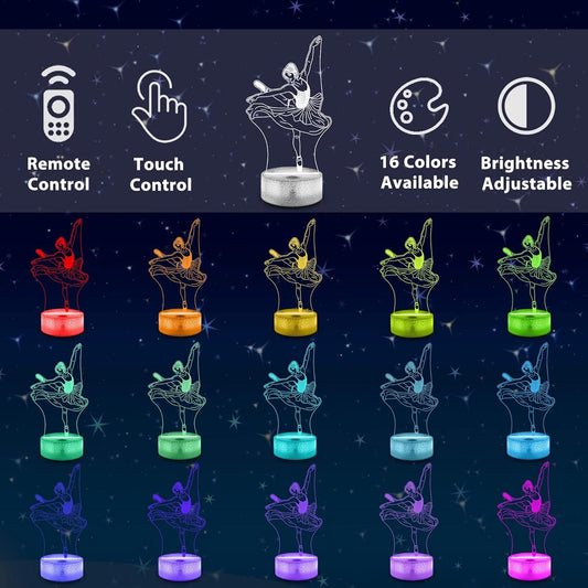 Ballerina 3D Night Light - 16 Colors