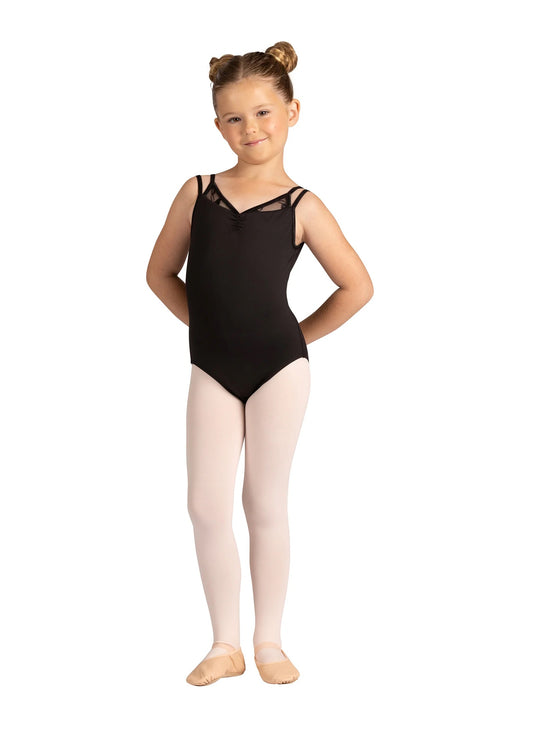 Girls Moira Bow Mesh Camisole Leotard