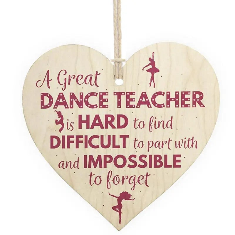 Dance Teacher Wood Heart Ornament