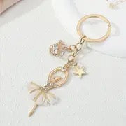 Golden Ballerina and Crown Keychain