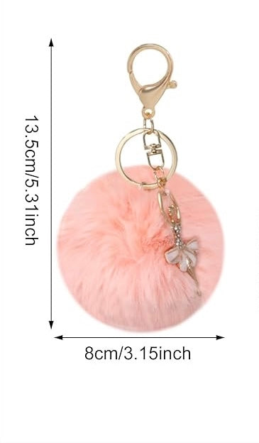 Ballerina Faux Fur Pom Pom Keychain