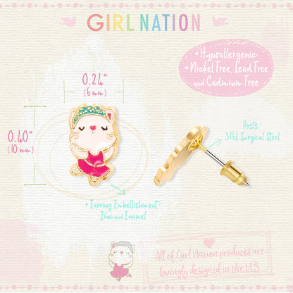 Ballerina Kitty Cutie Stud Earrings