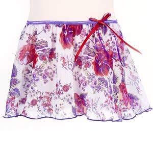 Girls Red/Purple Poppies Pull On Skirt