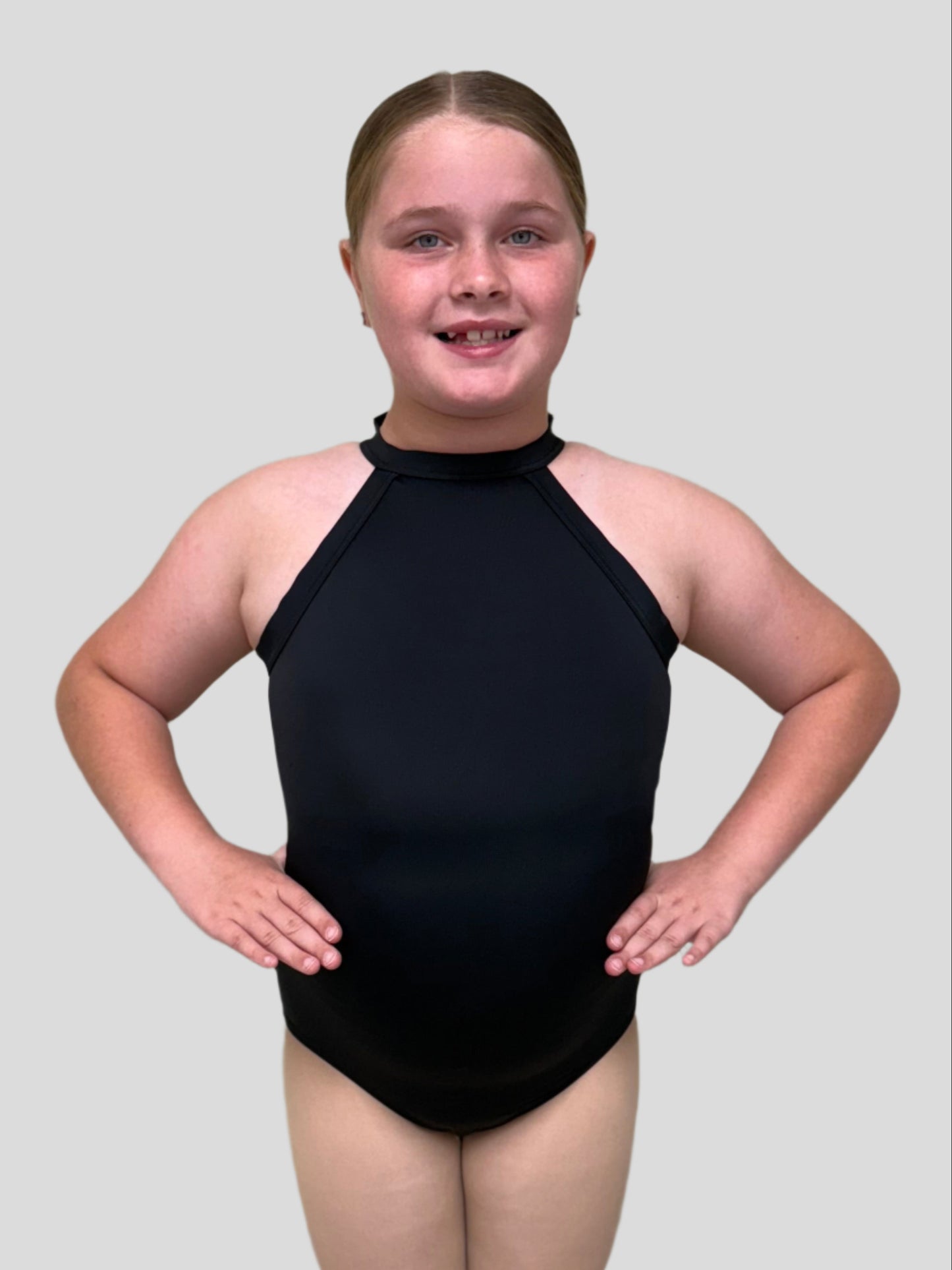 Girls High Neck Strappy Back Leotard