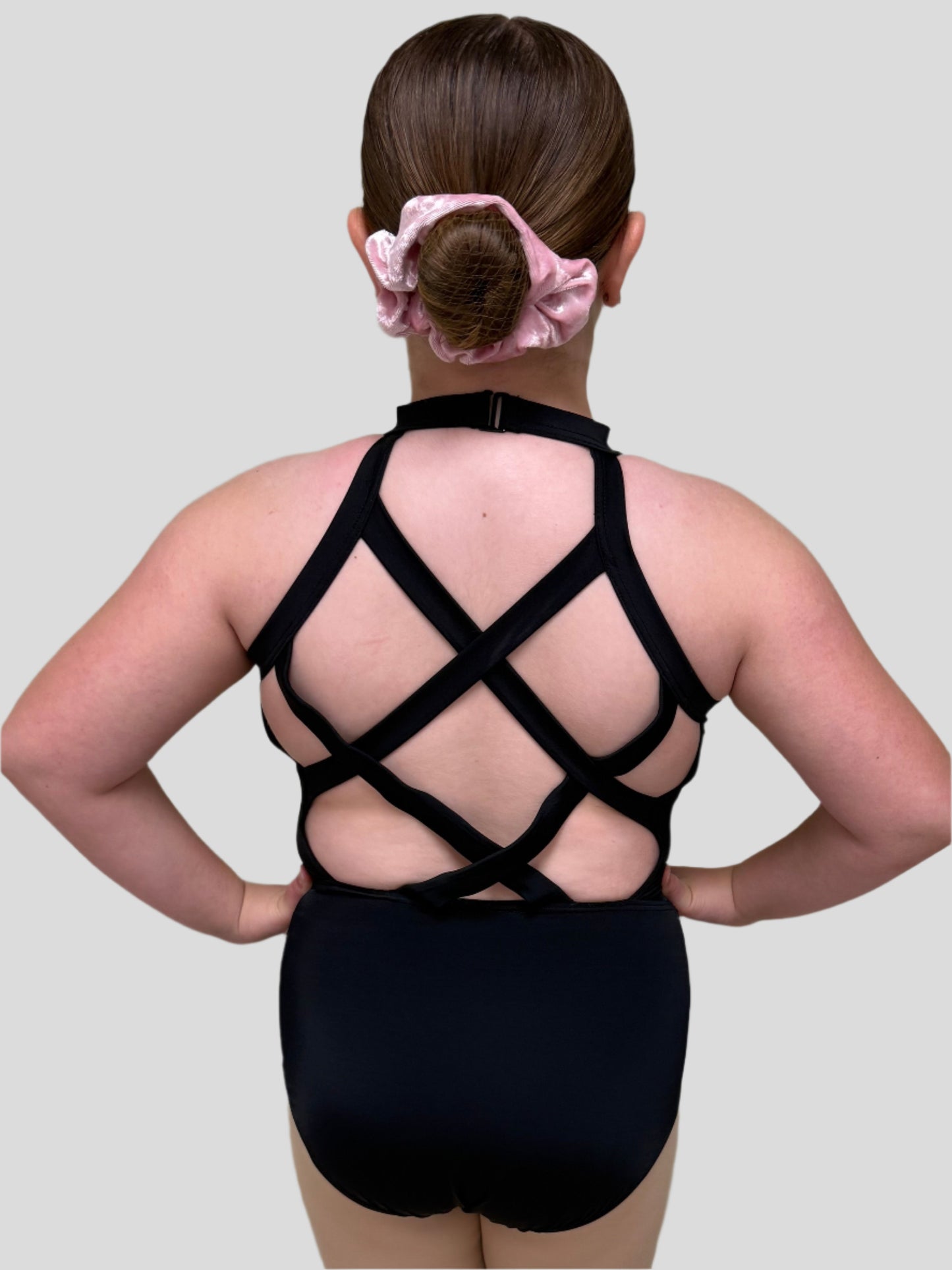 Girls High Neck Strappy Back Leotard