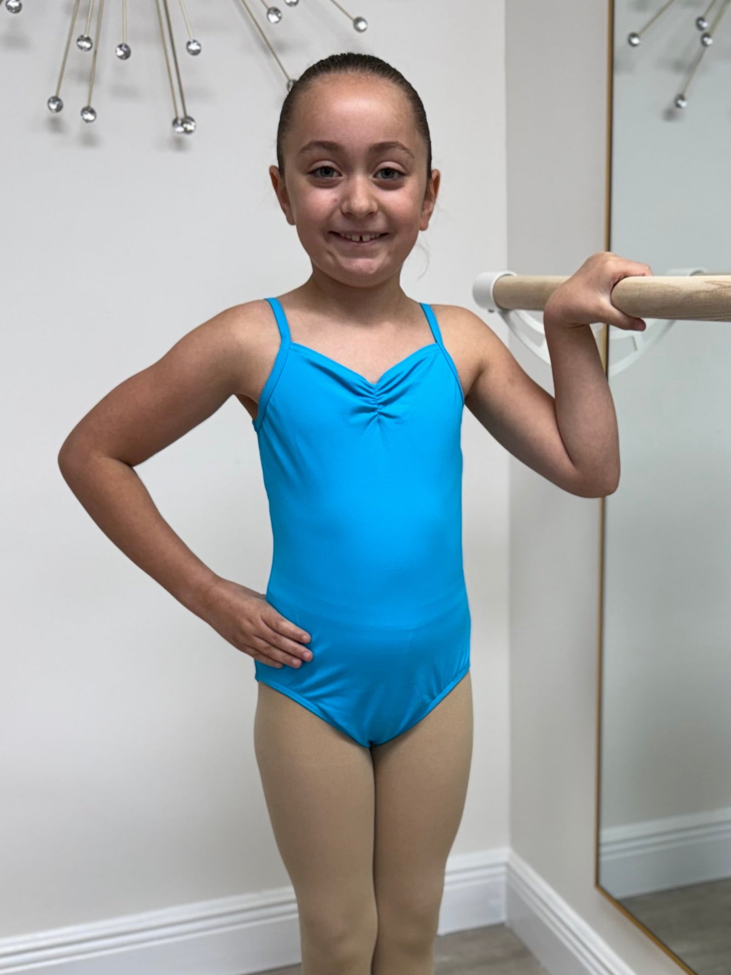 Girls Mesh Back Camisole Leotard