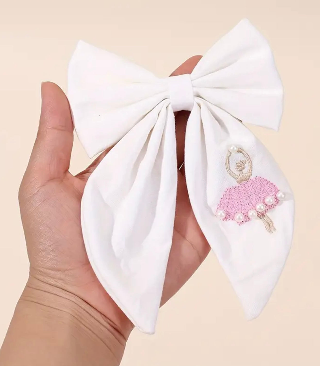 Ballerina Embroidered Hair Bow