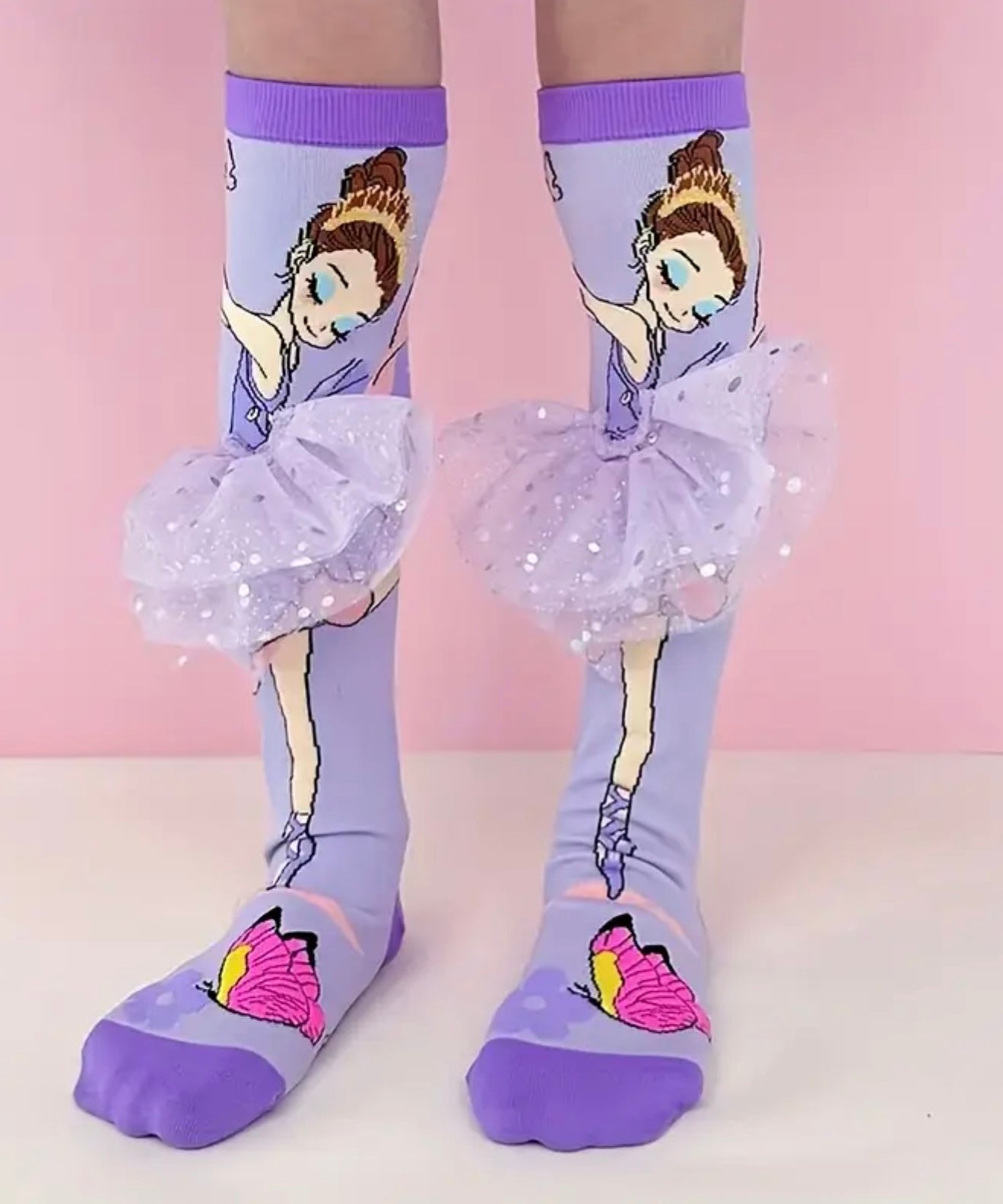 Girls Ballerina Glitter Tulle Knee High Socks