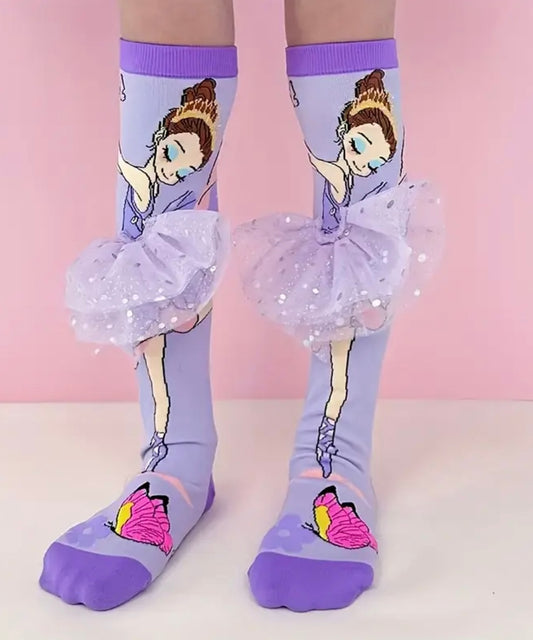 Girls Ballerina Glitter Tulle Knee High Socks