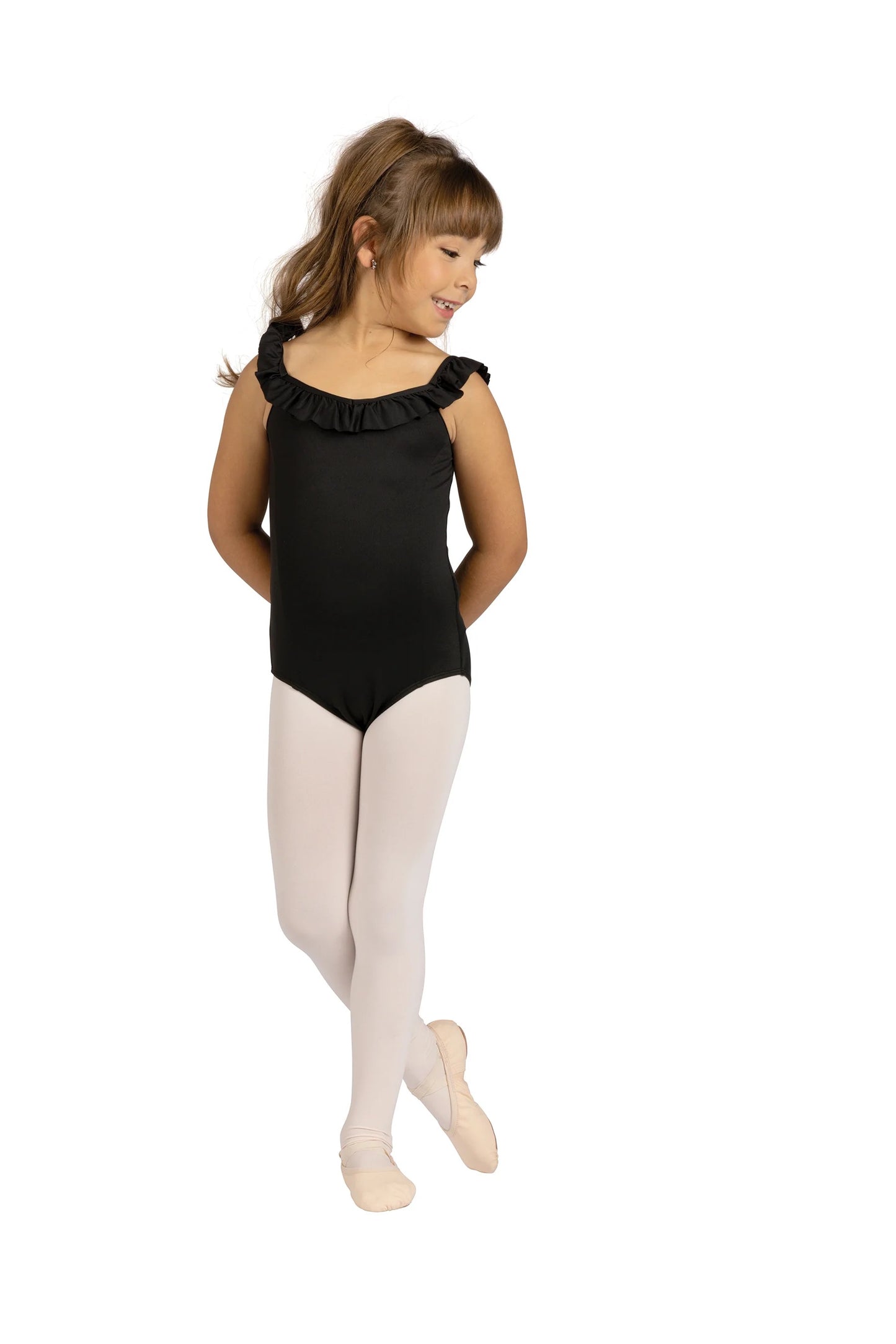 Girls Babe Ruffle Neck Leotard