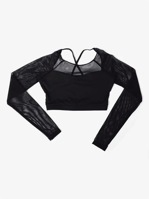 Ladies X-Back Long Sleeve Dance Crop Top