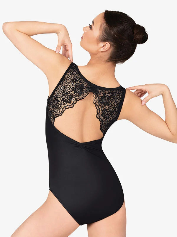 Ladies Boat Neck Lace Back Leotard