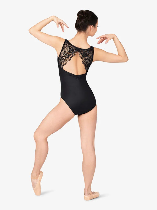 Ladies Boat Neck Lace Back Leotard